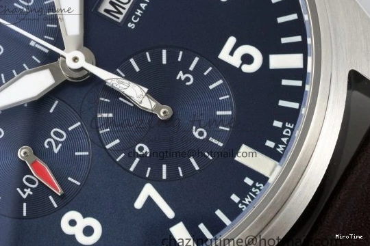 MIROTIME 0520 Pilot Chrono SS AZF 1:1 Best Edition Blue Dial on Brown Leather Strap A TimelessDesign 7060